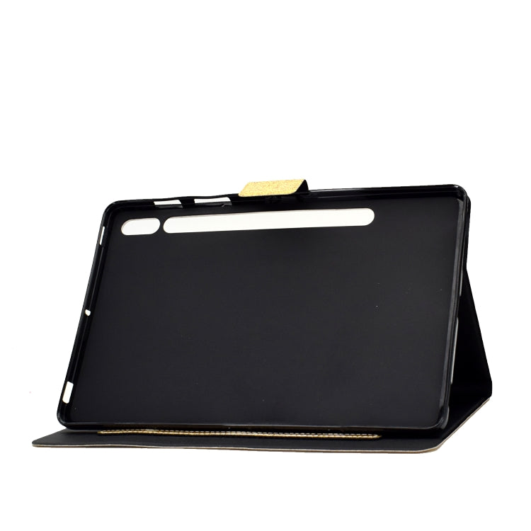 For Samsung Galaxy Tab S8 / S7 Varnish Glitter Powder Smart Leather Tablet Case(Yellow) by buy2fix