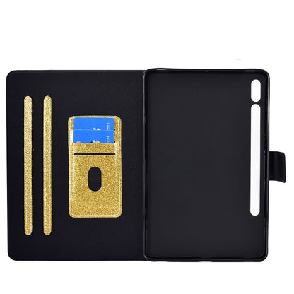 For Samsung Galaxy Tab S8 / S7 Varnish Glitter Powder Smart Leather Tablet Case(Yellow) by buy2fix