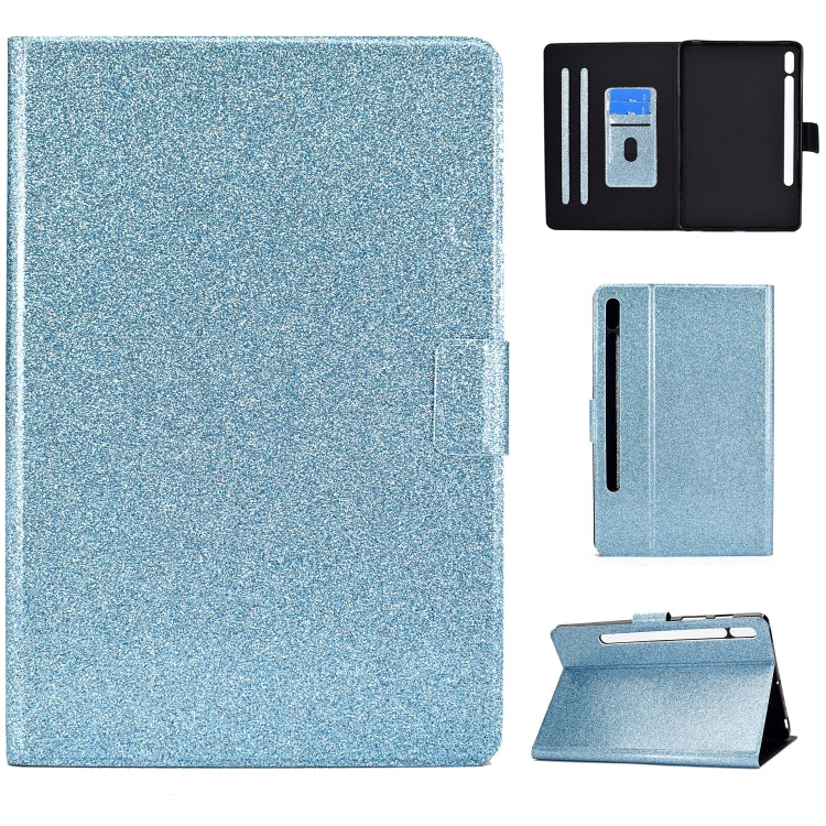 For Samsung Galaxy Tab S8 / S7 Varnish Glitter Powder Smart Leather Tablet Case(Blue) by buy2fix