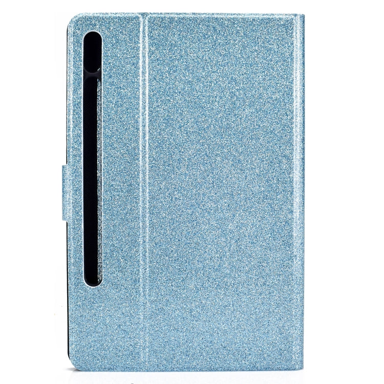 For Samsung Galaxy Tab S8 / S7 Varnish Glitter Powder Smart Leather Tablet Case(Blue) by buy2fix