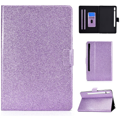 For Samsung Galaxy Tab S8 / S7 Varnish Glitter Powder Smart Leather Tablet Case(Purple) by buy2fix