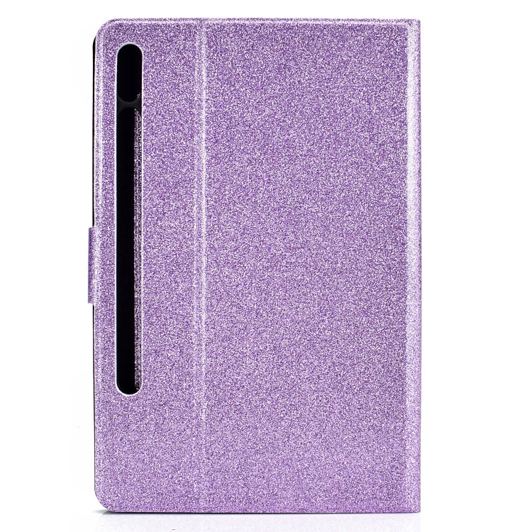 For Samsung Galaxy Tab S8 / S7 Varnish Glitter Powder Smart Leather Tablet Case(Purple) by buy2fix