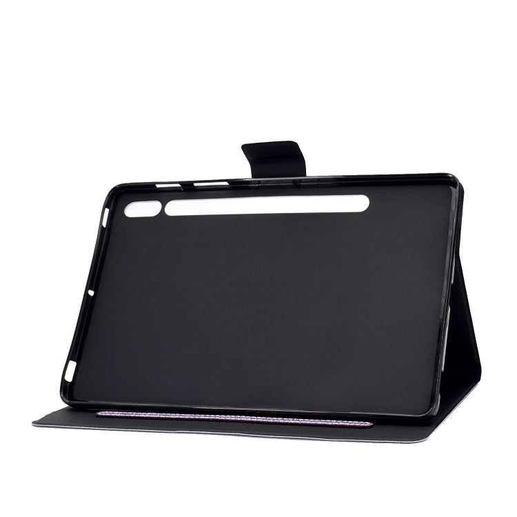 For Samsung Galaxy Tab S8 / S7 Varnish Glitter Powder Smart Leather Tablet Case(Purple) by buy2fix