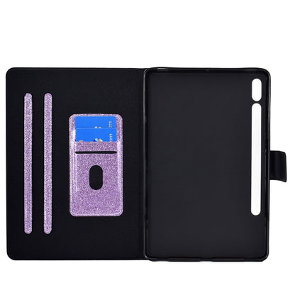 For Samsung Galaxy Tab S8 / S7 Varnish Glitter Powder Smart Leather Tablet Case(Purple) by buy2fix