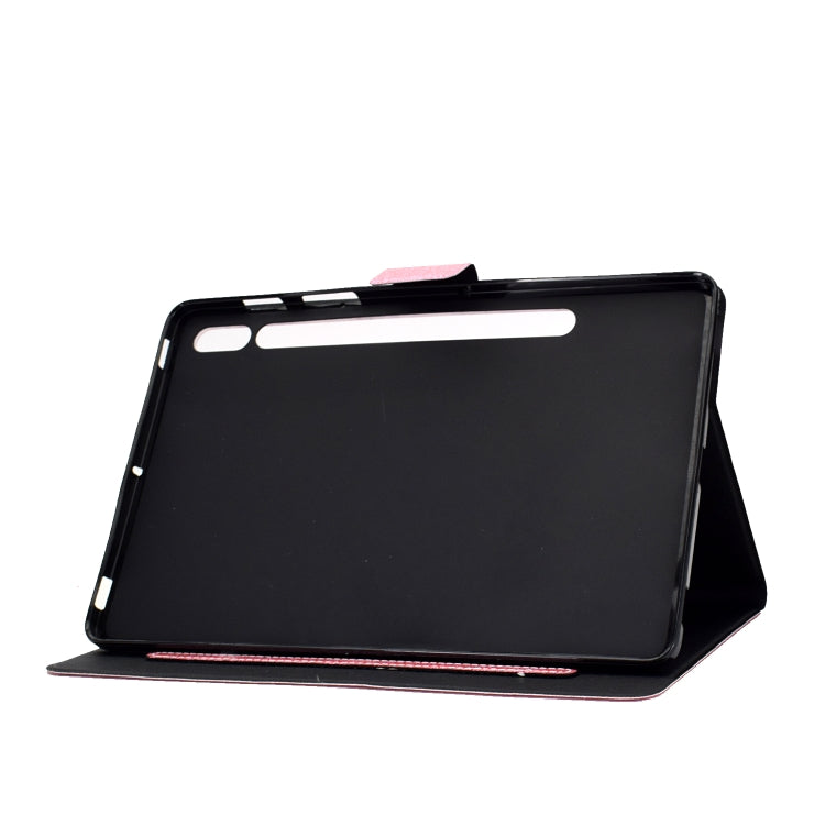 For Samsung Galaxy Tab S8 / S7 Varnish Glitter Powder Smart Leather Tablet Case(Pink) by buy2fix