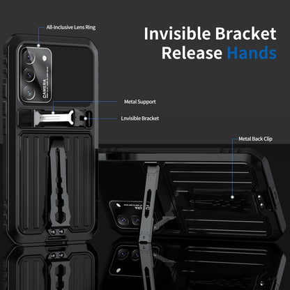 For Samsung Galaxy S22 5G Triple-proof Armor Life Waterproof Phone Case with Holder(Black) - Galaxy S22 5G Cases by buy2fix | Online Shopping UK | buy2fix