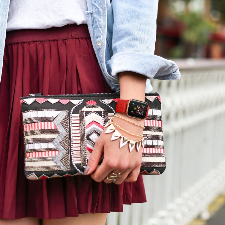 Polyester Nylon Watch Band For Apple Watch Ultra 49mm&Watch Ultra 2 49mm / Series 9&8&7 45mm / SE 3&SE 2&6&SE&5&4 44mm / 3&2&1 42mm(Red) by buy2fix