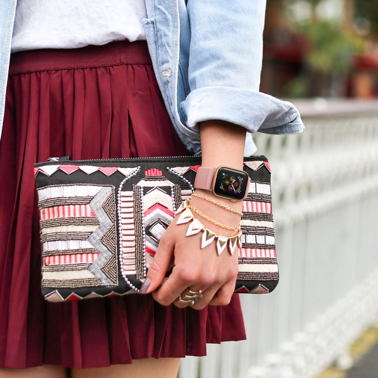 Polyester Nylon Watch Band For Apple Watch Ultra 49mm&Watch Ultra 2 49mm / Series 9&8&7 45mm / SE 3&SE 2&6&SE&5&4 44mm / 3&2&1 42mm(Incarnadine Pink) by buy2fix