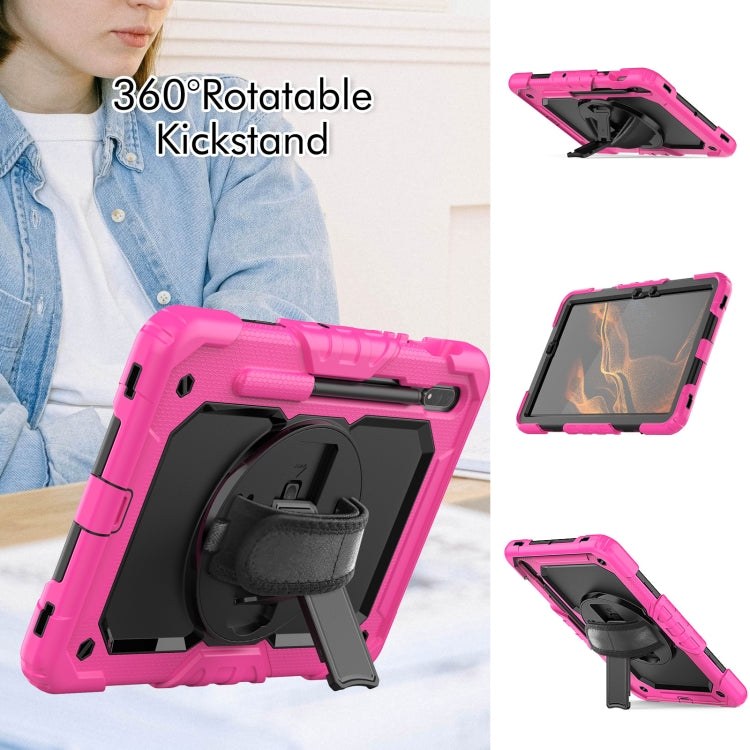 For Samsung Galaxy Tab S8 11 inch SM-X700 Silicone + PC Tablet Case(Rose Red+Black) by buy2fix