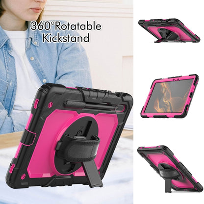 For Samsung Galaxy Tab S8 11 inch SM-X700 Silicone + PC Tablet Case(Black+Rose Red) by buy2fix
