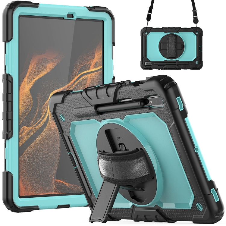 For Samsung Galaxy Tab S8 11 inch SM-X700 Silicone + PC Tablet Case(Black+Light Blue) by buy2fix