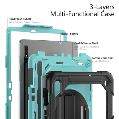 For Samsung Galaxy Tab S8 11 inch SM-X700 Silicone + PC Tablet Case(Black+Light Blue) by buy2fix