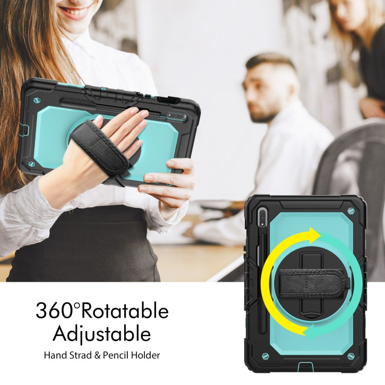 For Samsung Galaxy Tab S8 11 inch SM-X700 Silicone + PC Tablet Case(Black+Light Blue) by buy2fix