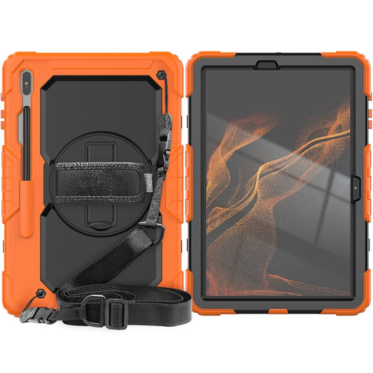 For Samsung Galaxy Tab S8+ 12.4 inch SM-X800 Silicone + PC Tablet Case(Orange+Black) - Galaxy Tab S8+ Cases by buy2fix | Online Shopping UK | buy2fix