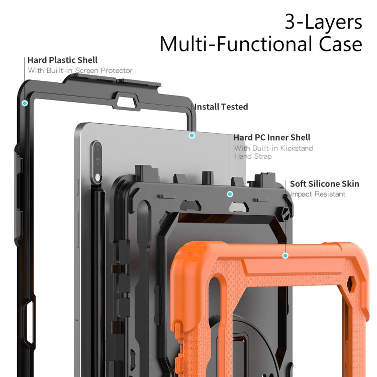 For Samsung Galaxy Tab S8+ 12.4 inch SM-X800 Silicone + PC Tablet Case(Orange+Black) - Galaxy Tab S8+ Cases by buy2fix | Online Shopping UK | buy2fix