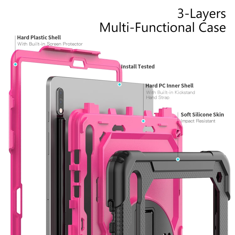 For Samsung Galaxy Tab S8+ 12.4 inch SM-X800 Silicone + PC Tablet Case(Black+Rose Red) by buy2fix