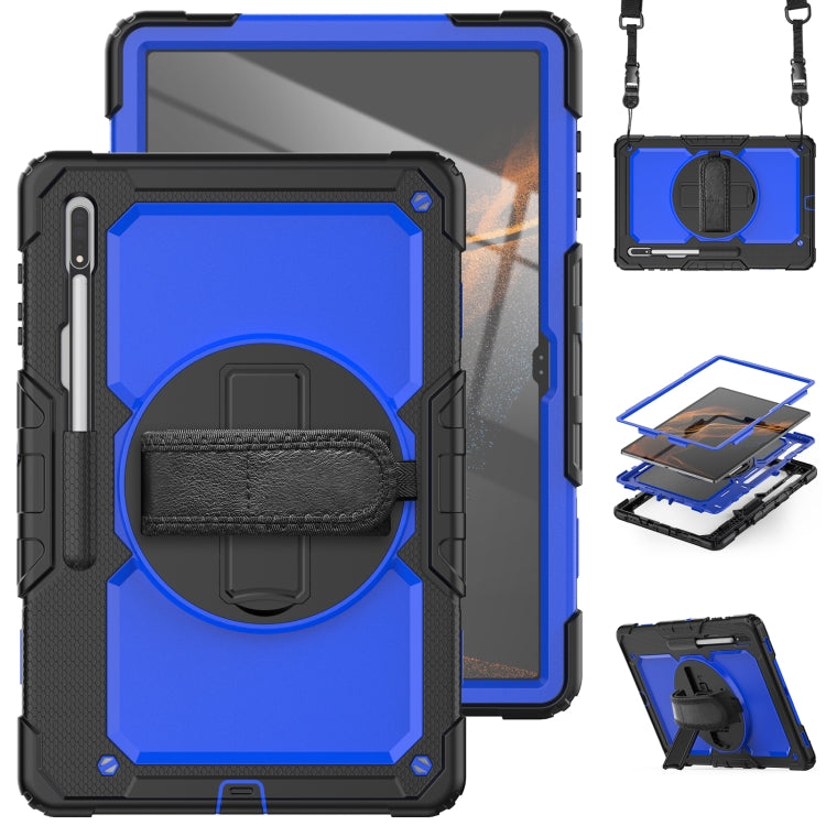 For Samsung Galaxy Tab S8 Ultra 14.6 inch SM-X900 Silicone + PC Tablet Case(Black+Dark Blue) by buy2fix