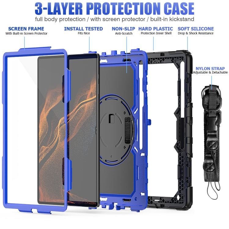 For Samsung Galaxy Tab S8 Ultra 14.6 inch SM-X900 Silicone + PC Tablet Case(Black+Dark Blue) by buy2fix