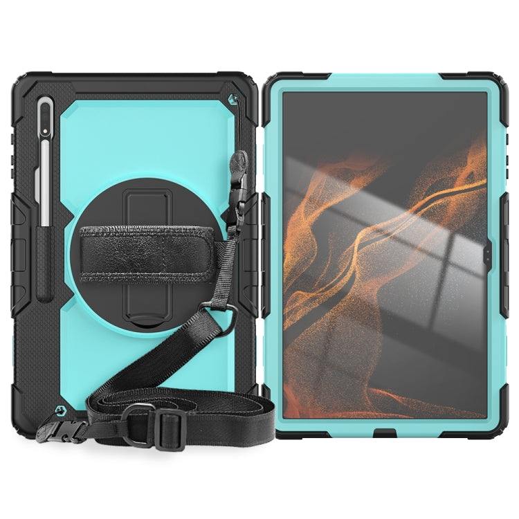 For Samsung Galaxy Tab S8 Ultra 14.6 inch SM-X900 Silicone + PC Tablet Case(Black+Light Blue) by buy2fix