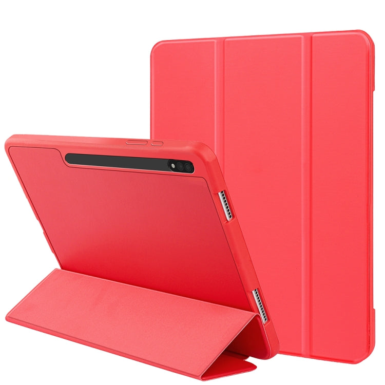 For Samsung Galaxy Tab S8+ / X800 3-folding Honeycomb TPU Smart Leather Tablet Case(Red) by buy2fix