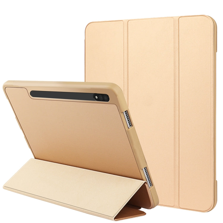 For Samsung Galaxy Tab S8+ / X800 3-folding Honeycomb TPU Smart Leather Tablet Case(Gold) by buy2fix