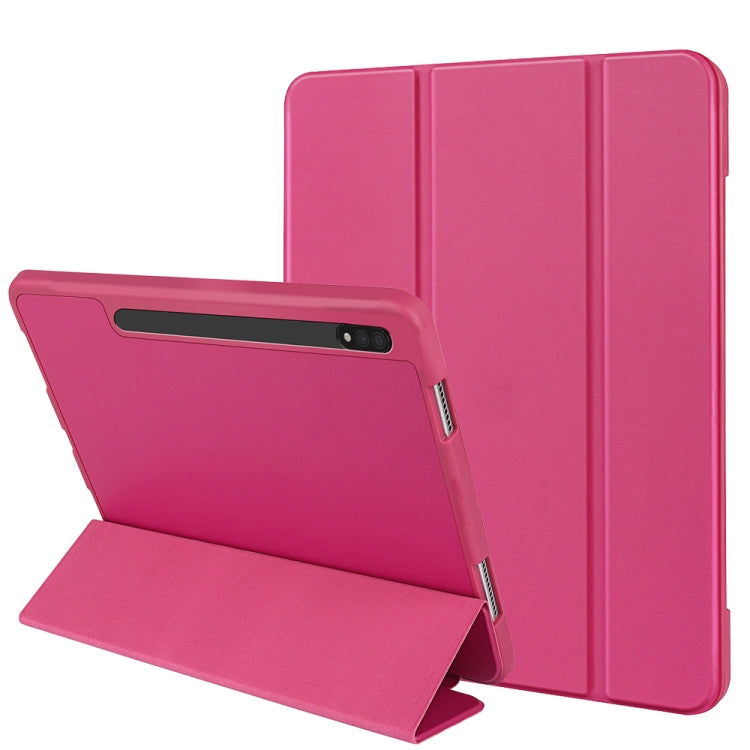 For Samsung Galaxy Tab S8 Ultra / X900 3-folding Honeycomb TPU Smart Leather Tablet Case(Rose Red) by buy2fix