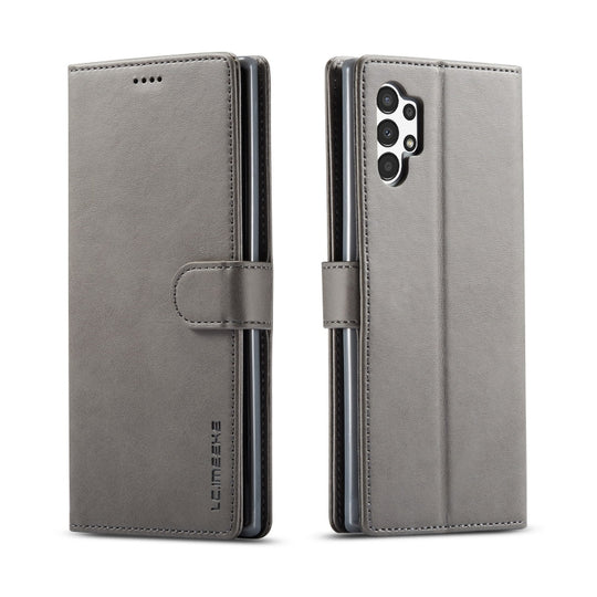 For Samsung Galaxy A13 4G LC.IMEEKE Calf Texture Leather Phone Case(Grey)