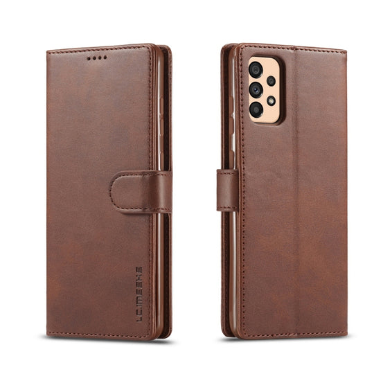 For Samsung Galaxy A33 5G LC.IMEEKE Calf Texture Leather Phone Case(Brown)