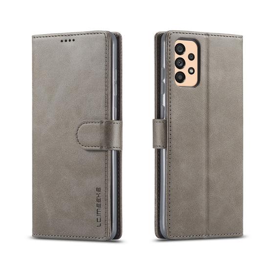 For Samsung Galaxy A33 5G LC.IMEEKE Calf Texture Leather Phone Case(Grey)