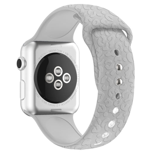 Leopard Embossing Silicone Watch Band For Apple Watch Series 9&8&7 41mm / SE 3&SE 2&6&SE&5&4 40mm / 3&2&1 38mm(Light Grey)