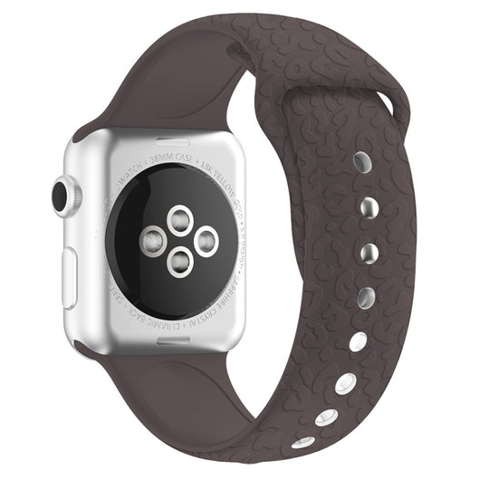 Leopard Embossing Silicone Watch Band For Apple Watch Ultra 49mm&Watch Ultra 2 49mm / Series 9&8&7 45mm / SE 3&SE 2&6&SE&5&4 44mm / 3&2&1 42mm(Cocoa)