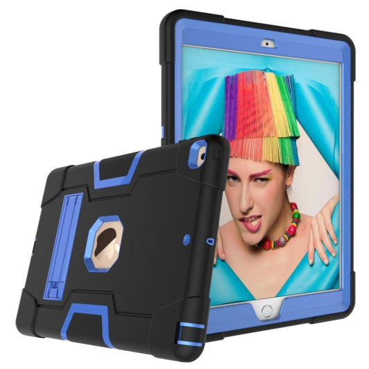 For iPad 10.2 Contrast Color Silicone + PC Combination Case with Holder(Black + Blue) - iPad 10.2 Cases by buy2fix | Online Shopping UK | buy2fix