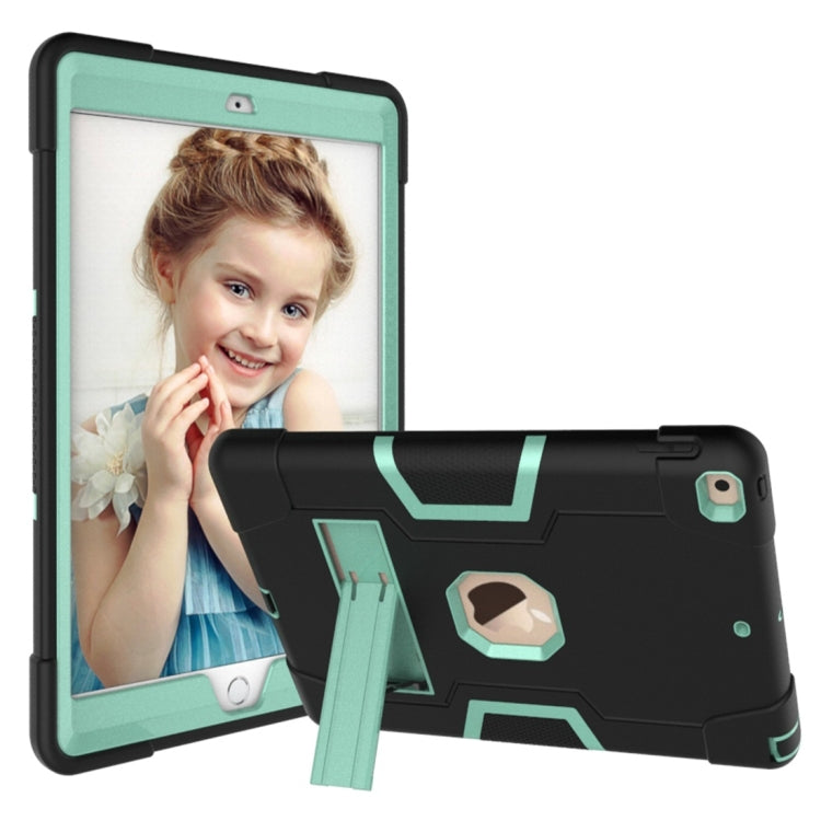 For iPad 10.2 Contrast Color Silicone + PC Combination Case with Holder(Black + Aqua) - iPad 10.2 Cases by buy2fix | Online Shopping UK | buy2fix