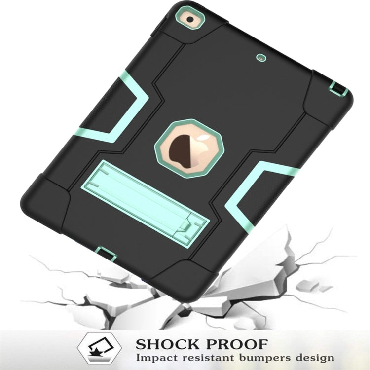 For iPad 10.2 Contrast Color Silicone + PC Combination Case with Holder(Black + Aqua) - iPad 10.2 Cases by buy2fix | Online Shopping UK | buy2fix