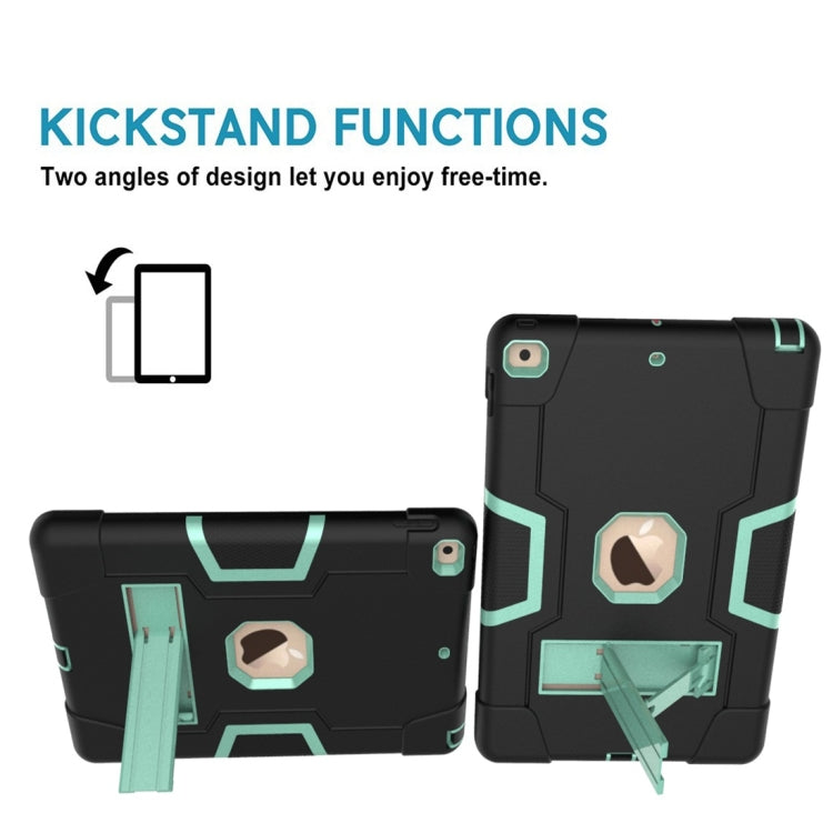For iPad 10.2 Contrast Color Silicone + PC Combination Case with Holder(Black + Aqua) - iPad 10.2 Cases by buy2fix | Online Shopping UK | buy2fix