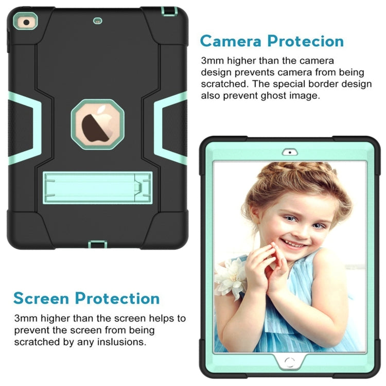 For iPad 10.2 Contrast Color Silicone + PC Combination Case with Holder(Black + Aqua) - iPad 10.2 Cases by buy2fix | Online Shopping UK | buy2fix