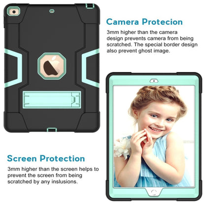 For iPad 10.2 Contrast Color Silicone + PC Combination Case with Holder(Black + Aqua) - iPad 10.2 Cases by buy2fix | Online Shopping UK | buy2fix
