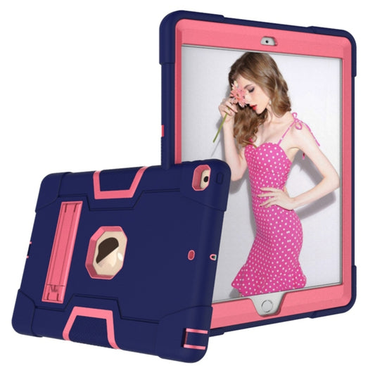 For iPad 10.2 Contrast Color Silicone + PC Combination Case with Holder(Navy Blue + Rose Red) - iPad 10.2 Cases by buy2fix | Online Shopping UK | buy2fix