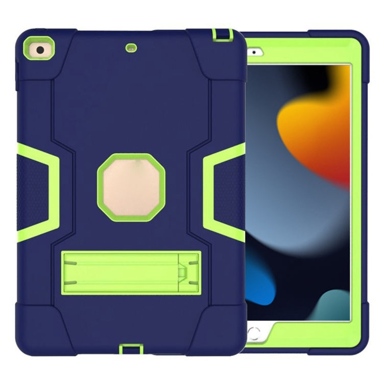 For iPad 10.2 Contrast Color Silicone + PC Combination Case with Holder(Navy Blue +Olivine) - iPad 10.2 Cases by buy2fix | Online Shopping UK | buy2fix