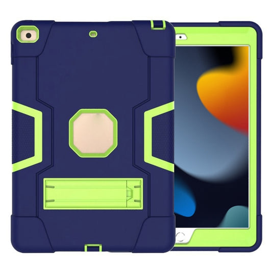For iPad 10.2 Contrast Color Silicone + PC Combination Case with Holder(Navy Blue +Olivine) - iPad 10.2 Cases by buy2fix | Online Shopping UK | buy2fix
