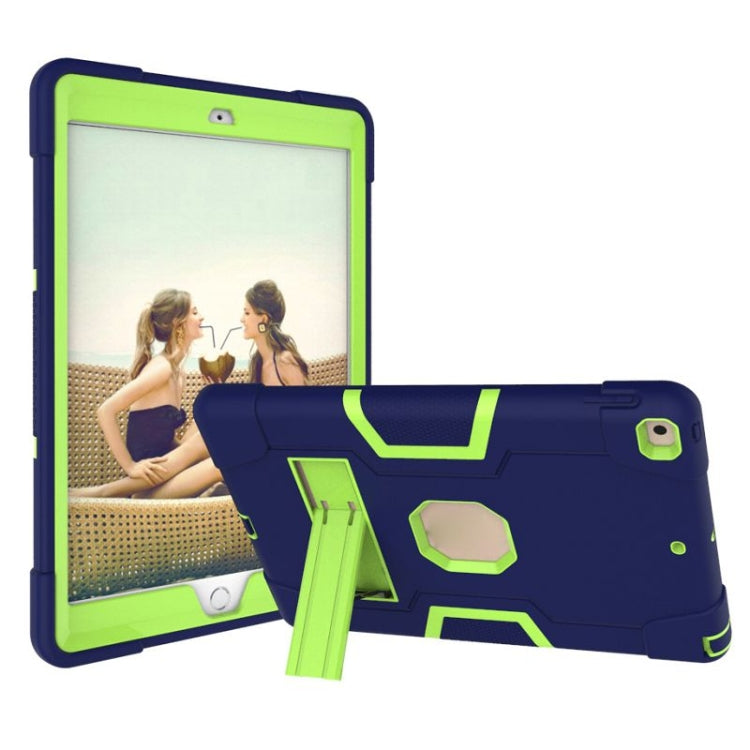 For iPad 10.2 Contrast Color Silicone + PC Combination Case with Holder(Navy Blue +Olivine) - iPad 10.2 Cases by buy2fix | Online Shopping UK | buy2fix