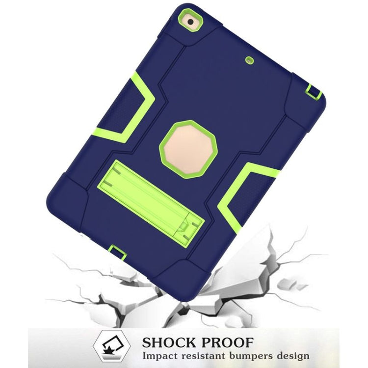 For iPad 10.2 Contrast Color Silicone + PC Combination Case with Holder(Navy Blue +Olivine) - iPad 10.2 Cases by buy2fix | Online Shopping UK | buy2fix