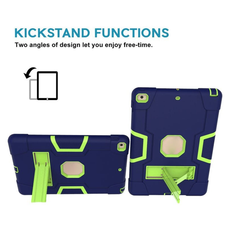 For iPad 10.2 Contrast Color Silicone + PC Combination Case with Holder(Navy Blue +Olivine) - iPad 10.2 Cases by buy2fix | Online Shopping UK | buy2fix