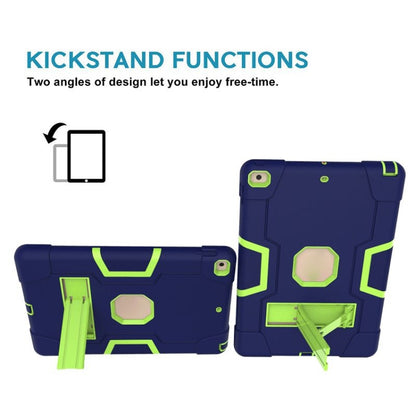 For iPad 10.2 Contrast Color Silicone + PC Combination Case with Holder(Navy Blue +Olivine) - iPad 10.2 Cases by buy2fix | Online Shopping UK | buy2fix