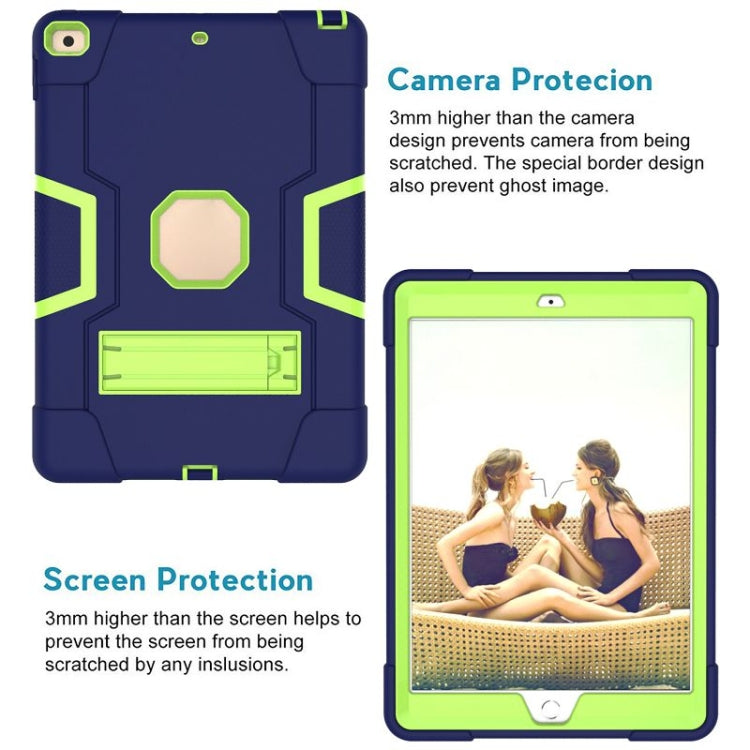 For iPad 10.2 Contrast Color Silicone + PC Combination Case with Holder(Navy Blue +Olivine) - iPad 10.2 Cases by buy2fix | Online Shopping UK | buy2fix