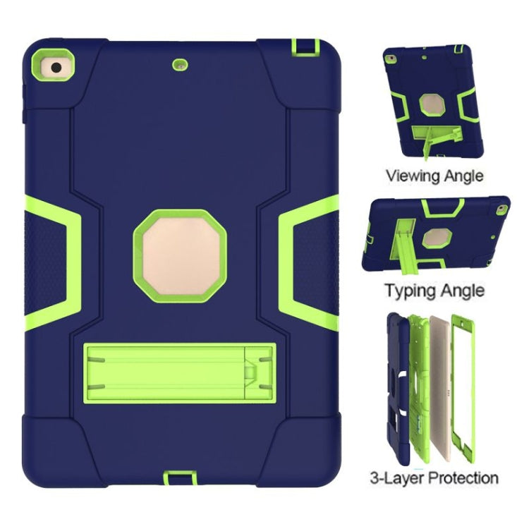 For iPad 10.2 Contrast Color Silicone + PC Combination Case with Holder(Navy Blue +Olivine) - iPad 10.2 Cases by buy2fix | Online Shopping UK | buy2fix