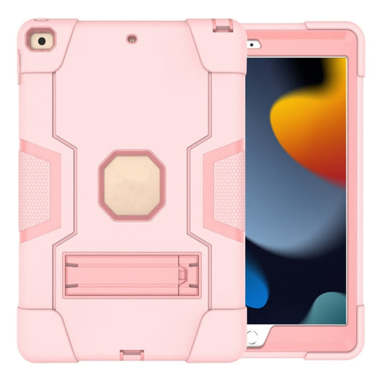 For iPad 10.2 Contrast Color Silicone + PC Combination Case with Holder(Rose Gold) - iPad 10.2 Cases by buy2fix | Online Shopping UK | buy2fix