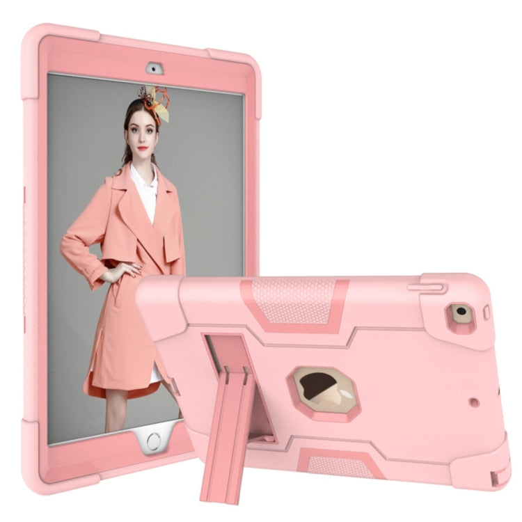 For iPad 10.2 Contrast Color Silicone + PC Combination Case with Holder(Rose Gold) - iPad 10.2 Cases by buy2fix | Online Shopping UK | buy2fix