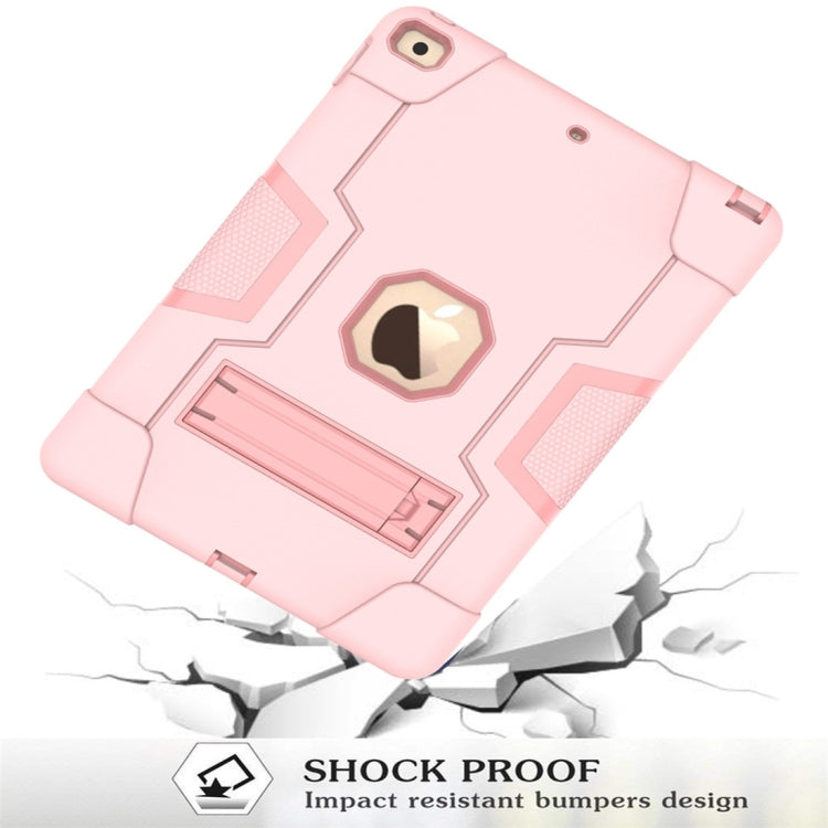 For iPad 10.2 Contrast Color Silicone + PC Combination Case with Holder(Rose Gold) - iPad 10.2 Cases by buy2fix | Online Shopping UK | buy2fix