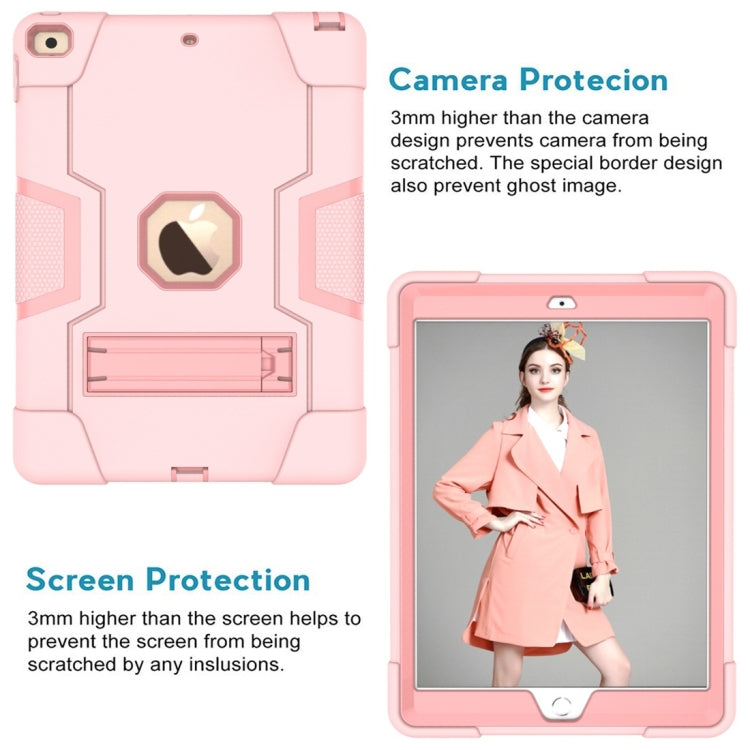 For iPad 10.2 Contrast Color Silicone + PC Combination Case with Holder(Rose Gold) - iPad 10.2 Cases by buy2fix | Online Shopping UK | buy2fix